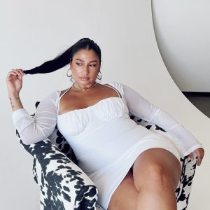 Dyer Sheer Sleeve Mini Dress White Curve