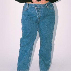 Holly Asymmetric Straight Leg Jean Denim Curve