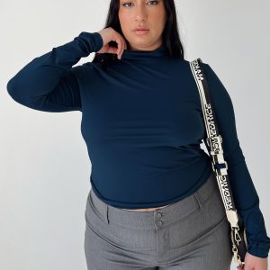 Elysium Long Sleeve Turtleneck Top Navy Curve