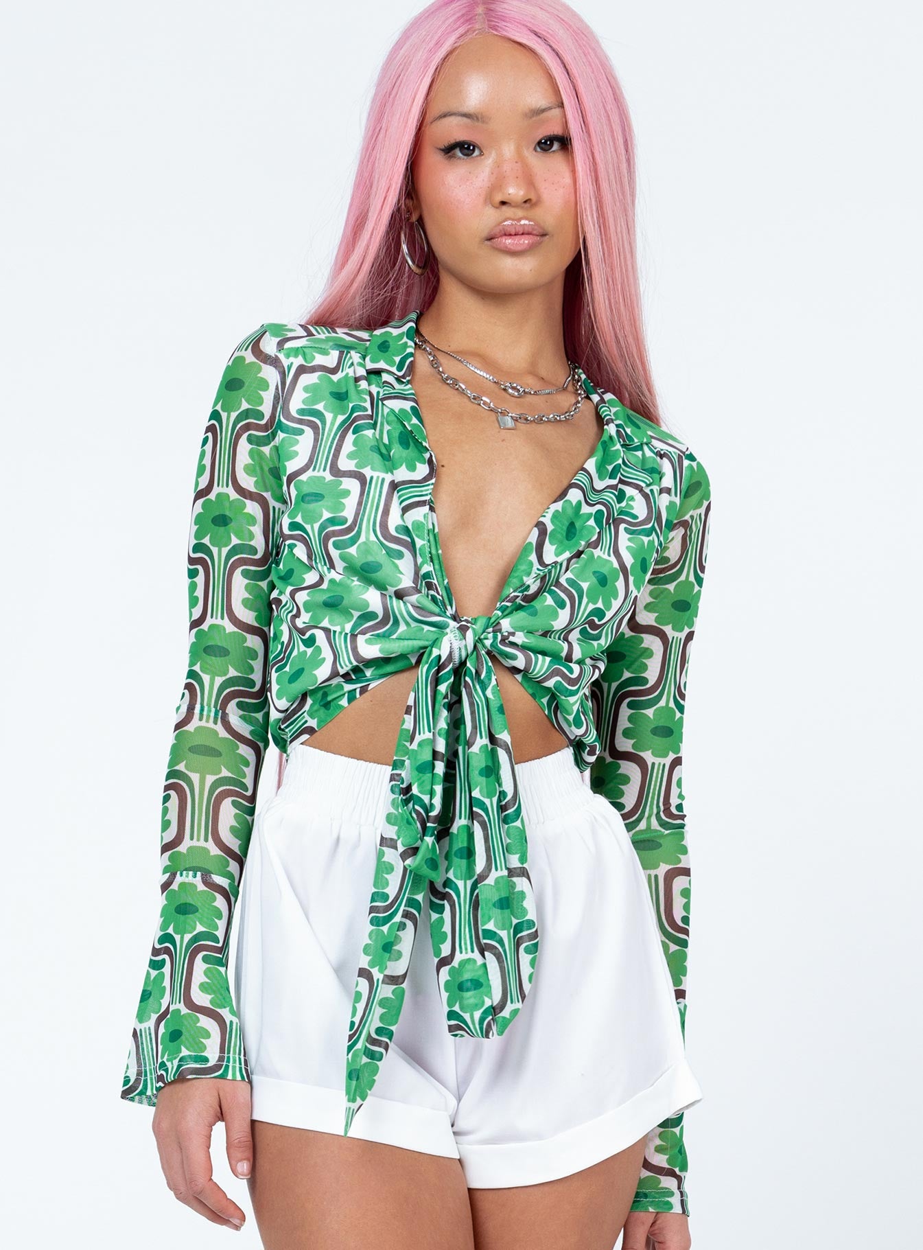 Rosabella Long Sleeve Top Green - Image 2