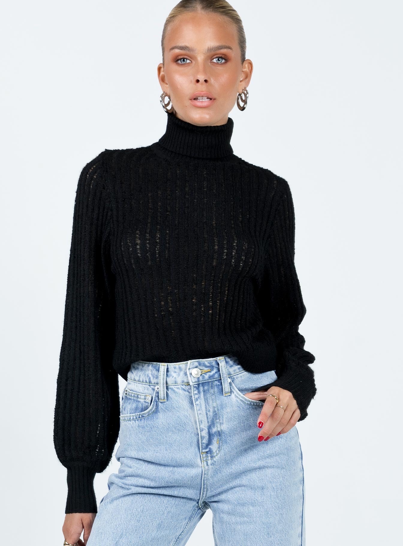 Mckilah Turtleneck Knit Jumper Black - Image 2
