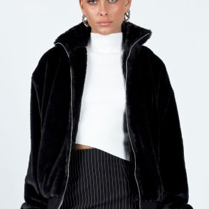 Cloyne Faux Fur Bomber Jacket Black