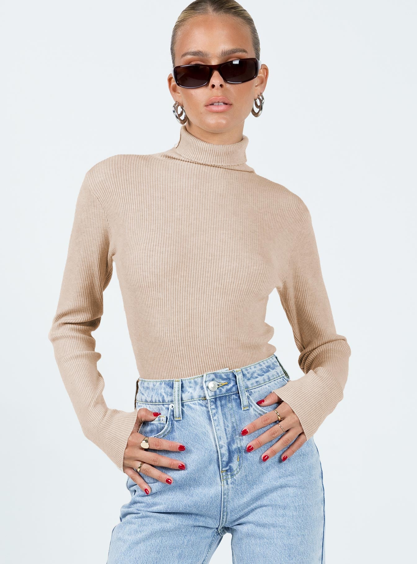 Nouri Long Sleeve Top Beige - Image 2