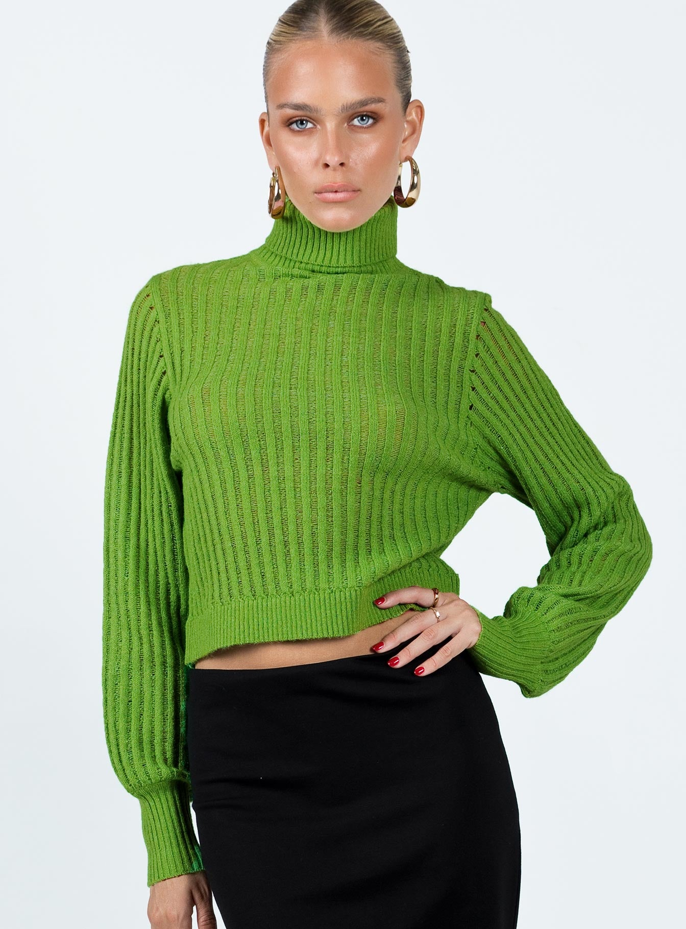 Mckilah Turtleneck Knit Sweater Green - Image 2