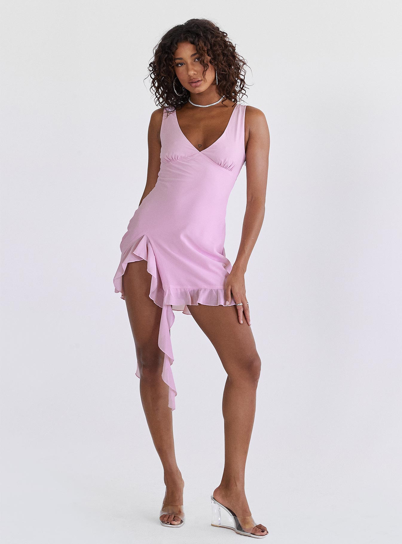 Varney Frill Mini Dress Lilac - Image 6