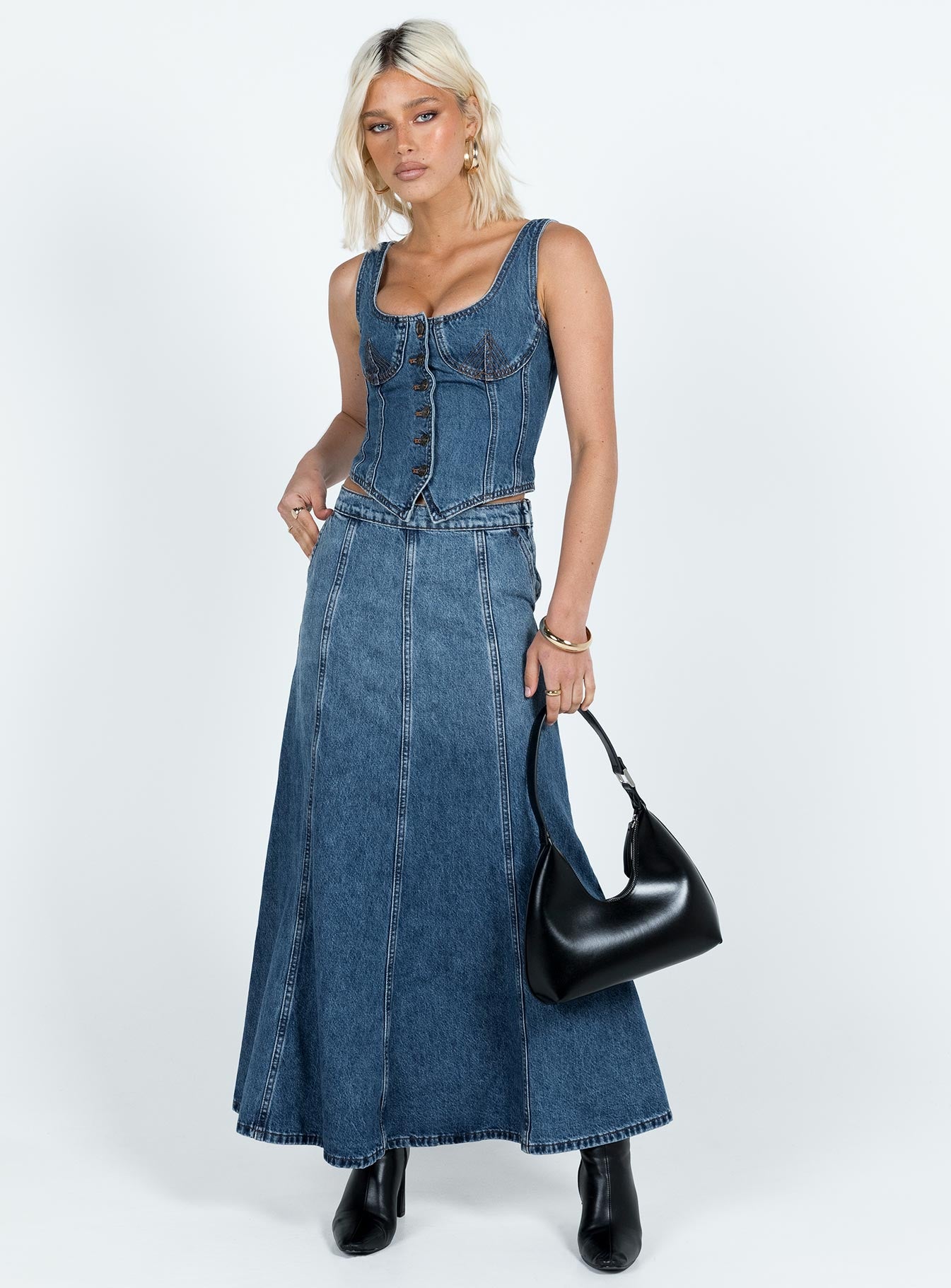 Wyoming Midi Skirt Blue Denim - Image 2