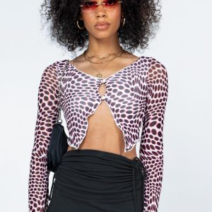 Harrison Long Sleeve Mesh Top Black / White