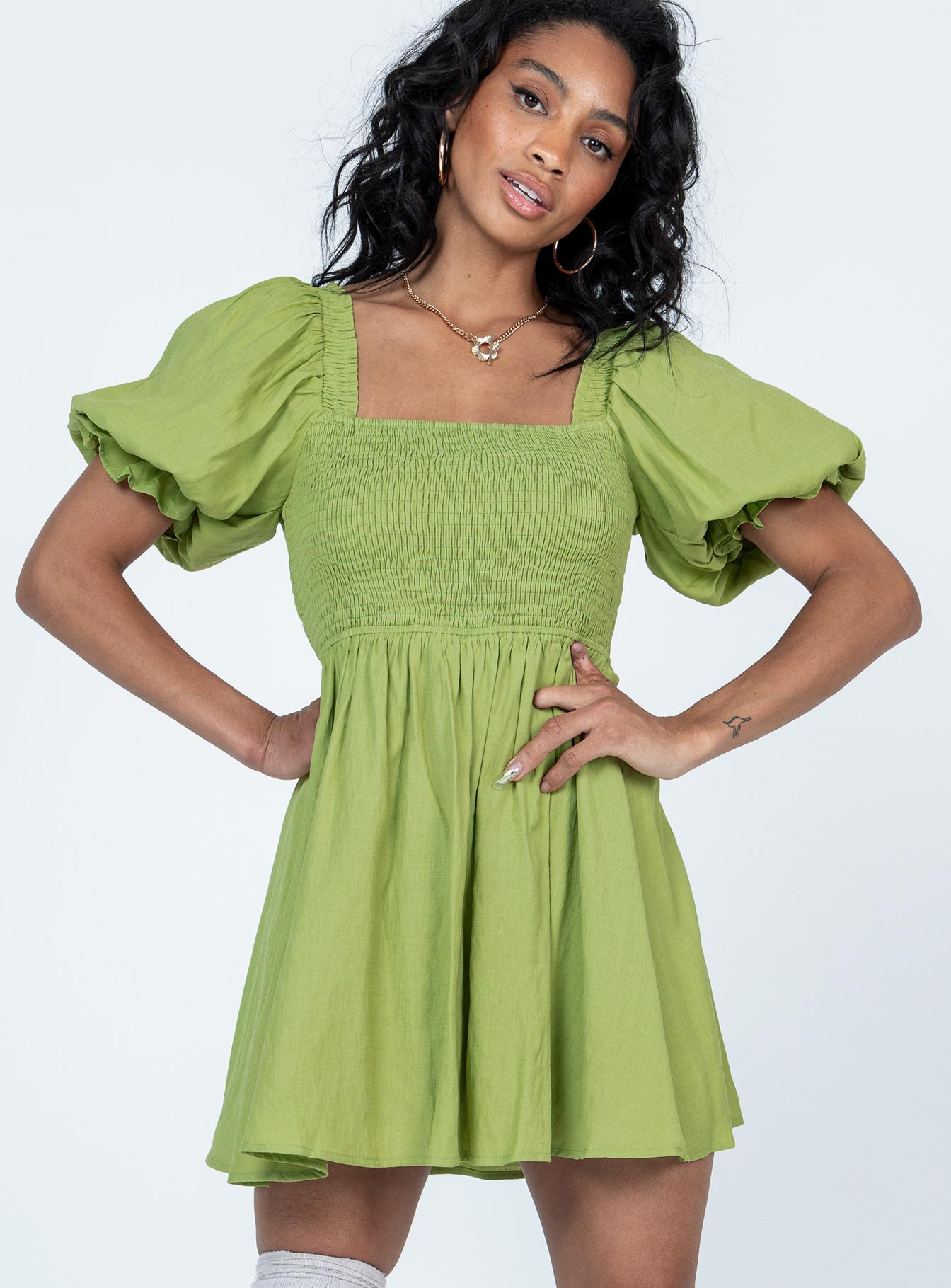 Dani Mini Dress Green - Image 2