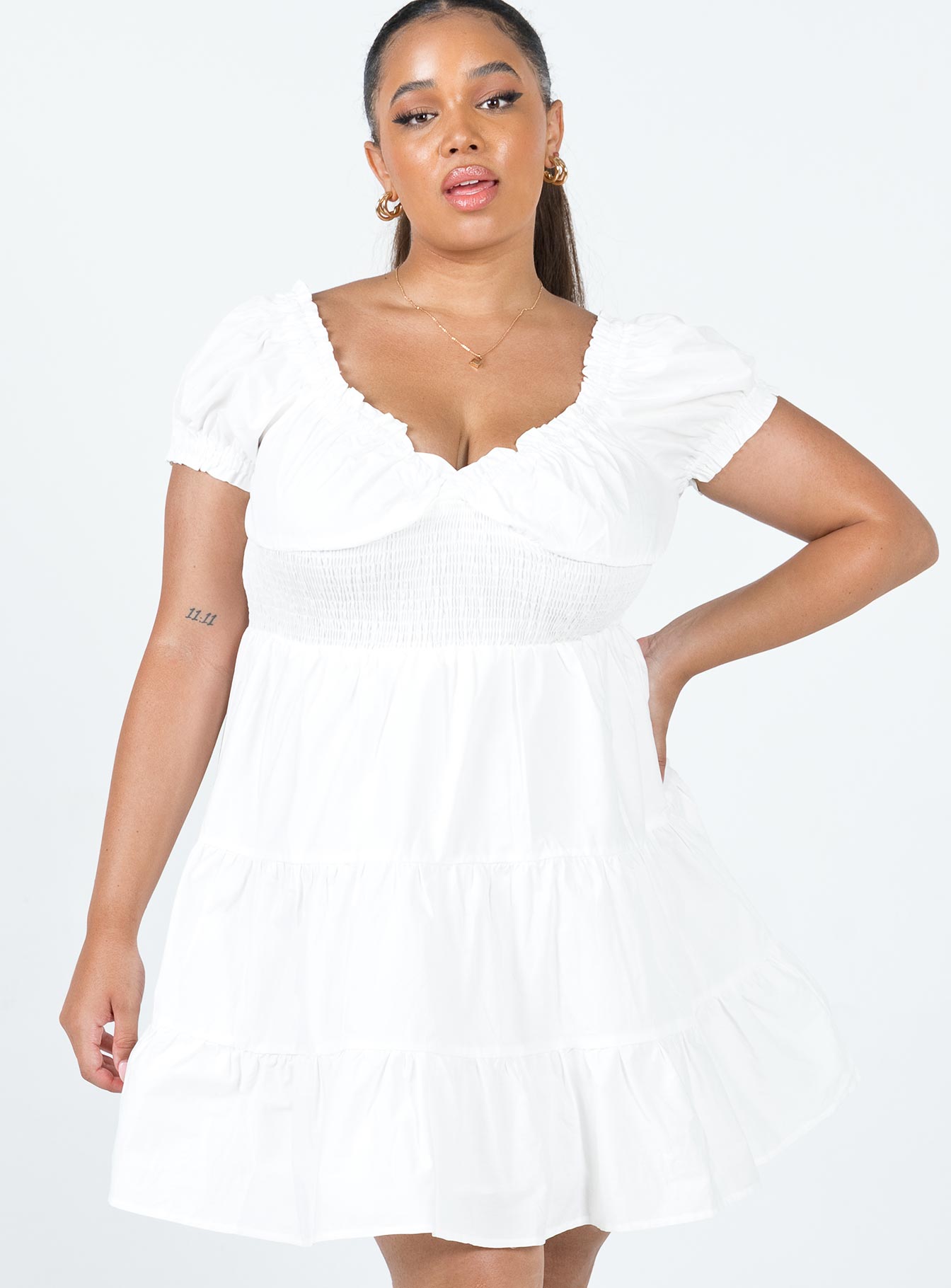 Daniela Mini Dress White Curve - Image 3