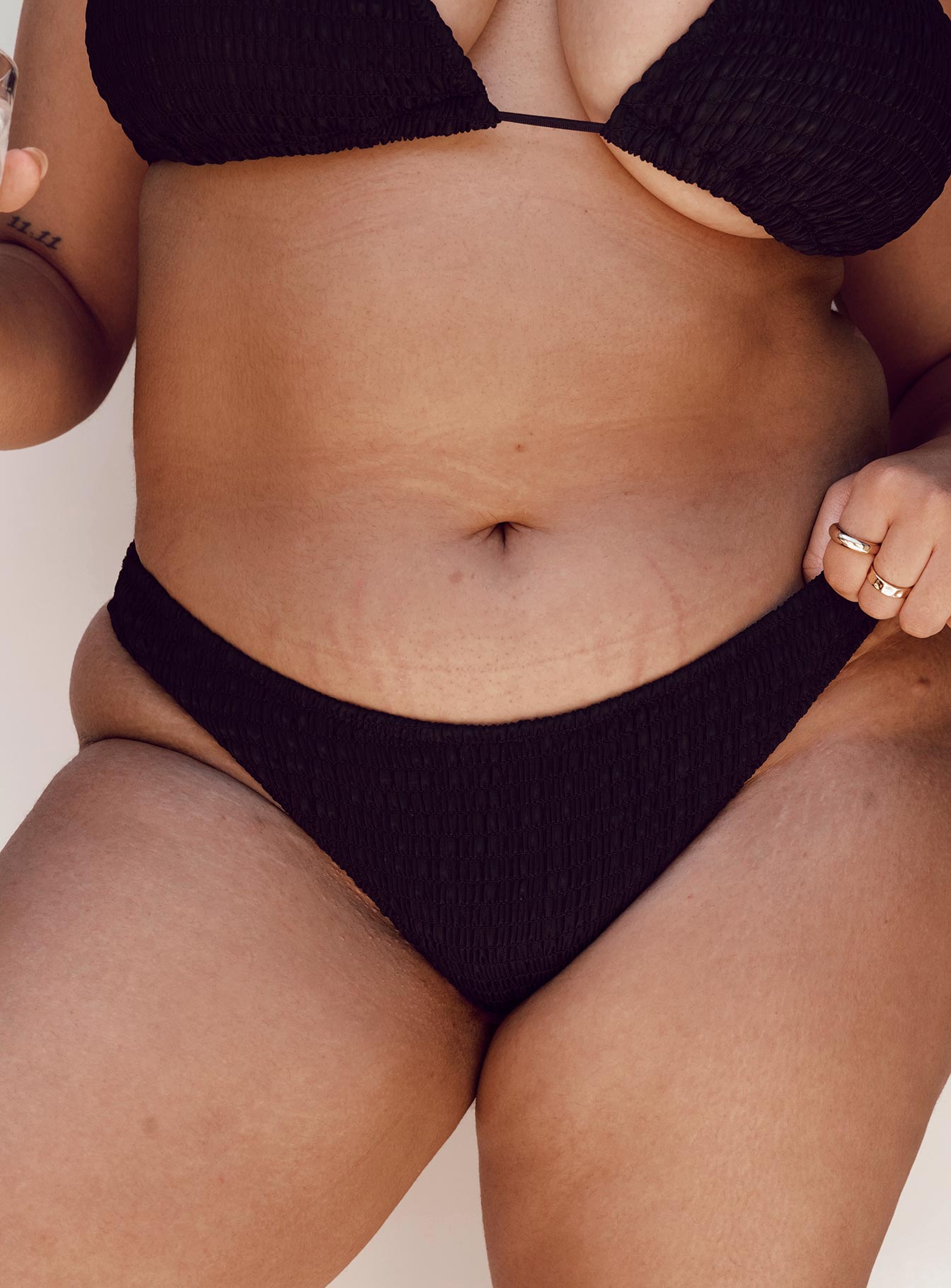 Blanca High Cut Shirred Bikini Bottoms Black Curve - Image 2