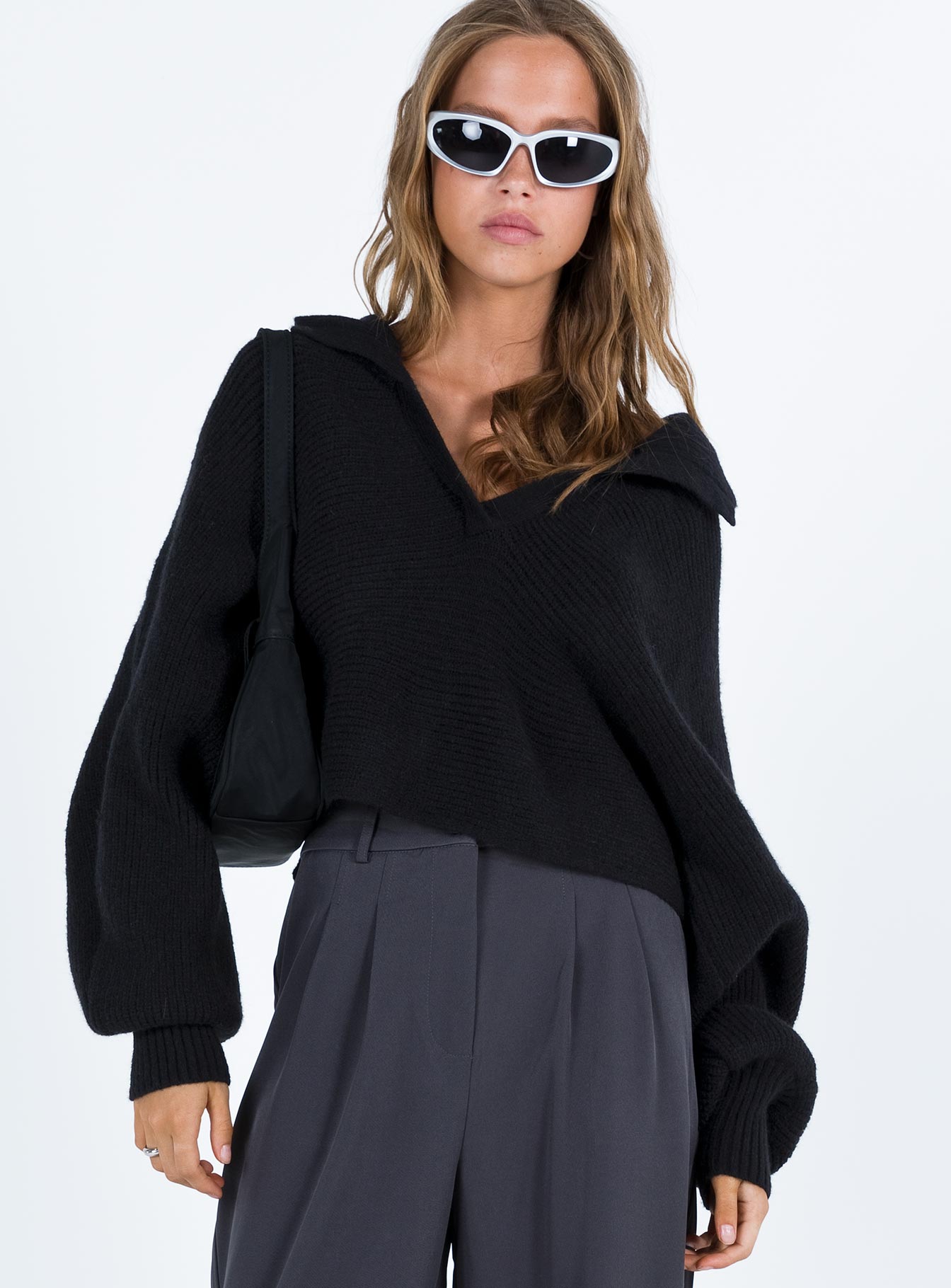 Tiara Cropped Sweater Black - Image 2