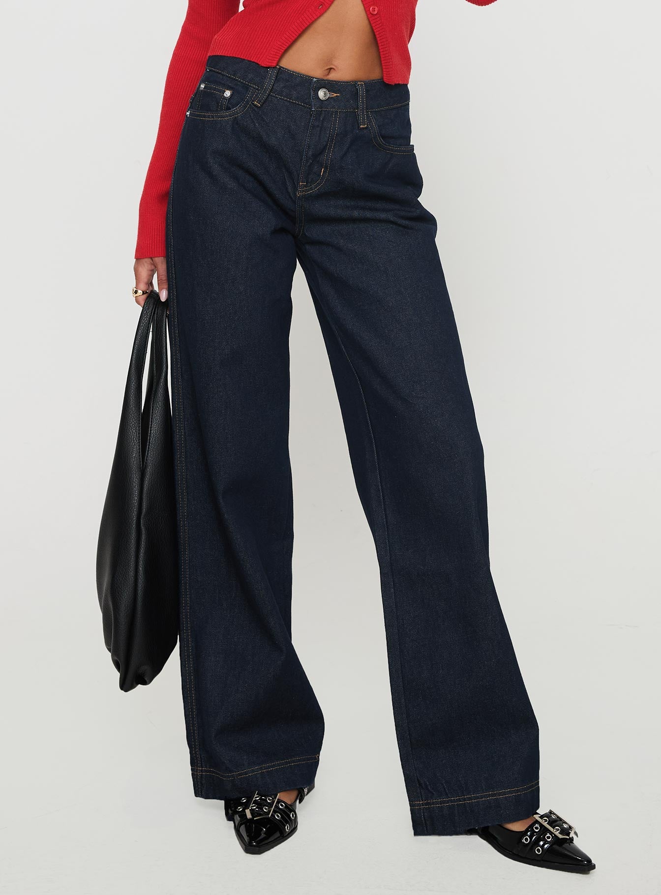 Jankins Mid Rise Baggy Jeans Dark Blue Wash - Image 2