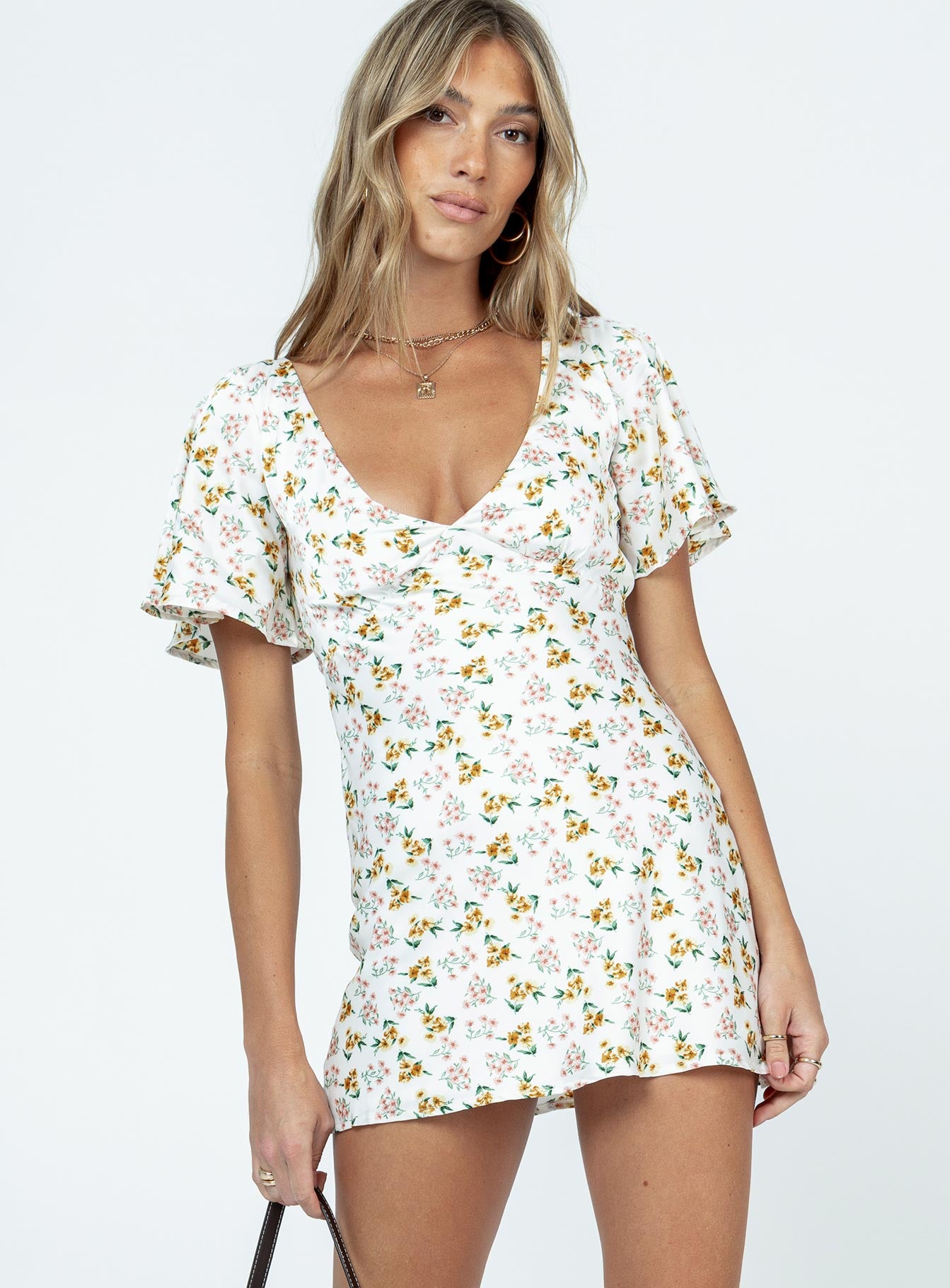 Lucine Mini Dress White Floral - Image 2