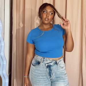 Classic Crop Tee Blue Curve