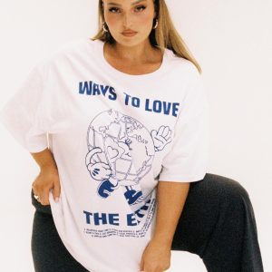 Organic Love The Earth Oversized Tee White Curve