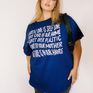 Be Kind Charity Oversized Tee Blue Curve