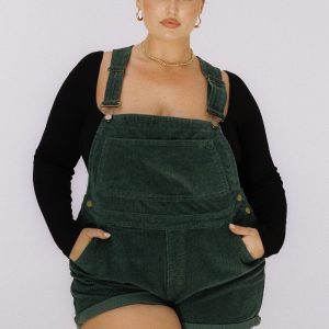 Kacey Short Overalls Khaki Curve