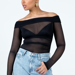 Marek Off Shoulder Bodysuit Black