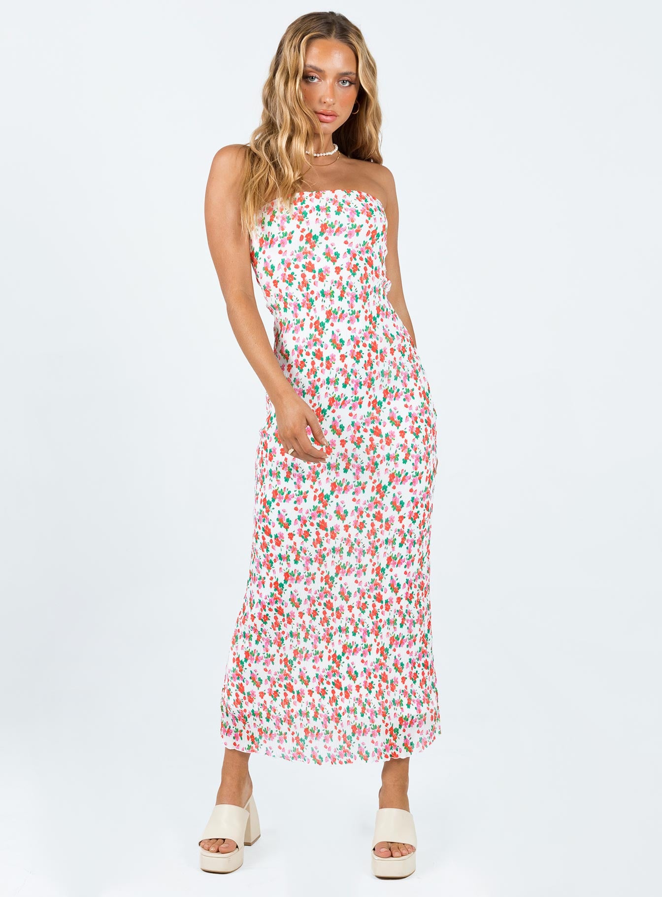 Tiarna Strapless Midi Dress Floral - Image 2