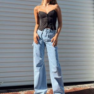 Oatland Denim Cargo Jean Light Wash Denim