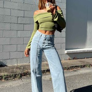 Booran Wide Leg Light Wash Denim Jean