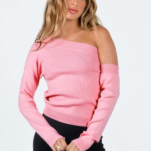 Yvonne One Shoulder Sweater Pink