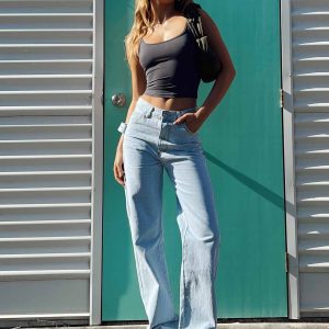 Morala Wide Leg Cargo Jeans Light Wash Denim