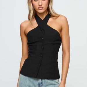 Light Is Coming Cross Detail Top Black