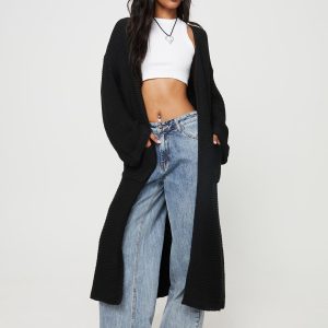 Finneas Longline Cardigan Black