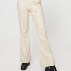 Yarella Mid Rise PU Pants Ivory