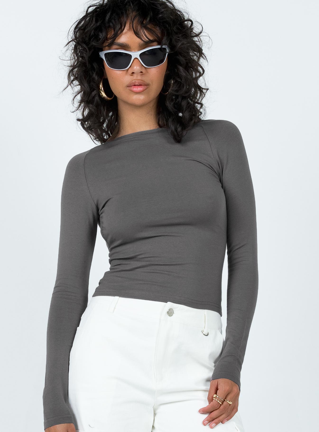 Rixie Long Sleeve Top Grey - Image 2