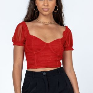 Stephano Short Sleeve Top Red