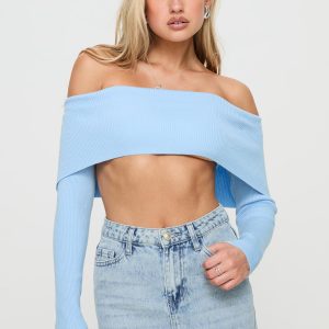 Hardele Off The Shoulder Top Blue