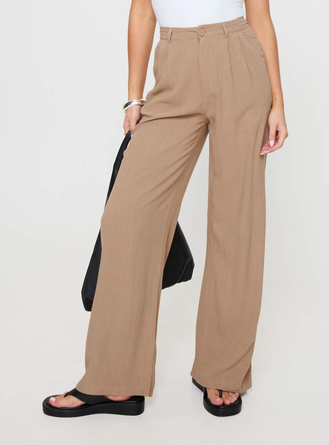Brenda Linen Blend Pants Beige - Image 2