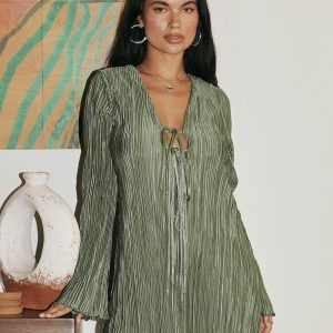 Malop Long Sleeve Mini Dress Sage