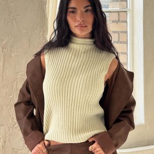 Mayleen Sleeveless High Neck Top Sage