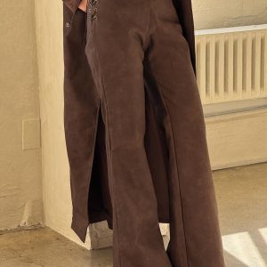 Trickrider Tie Side Faux Leather Pants Chocolate