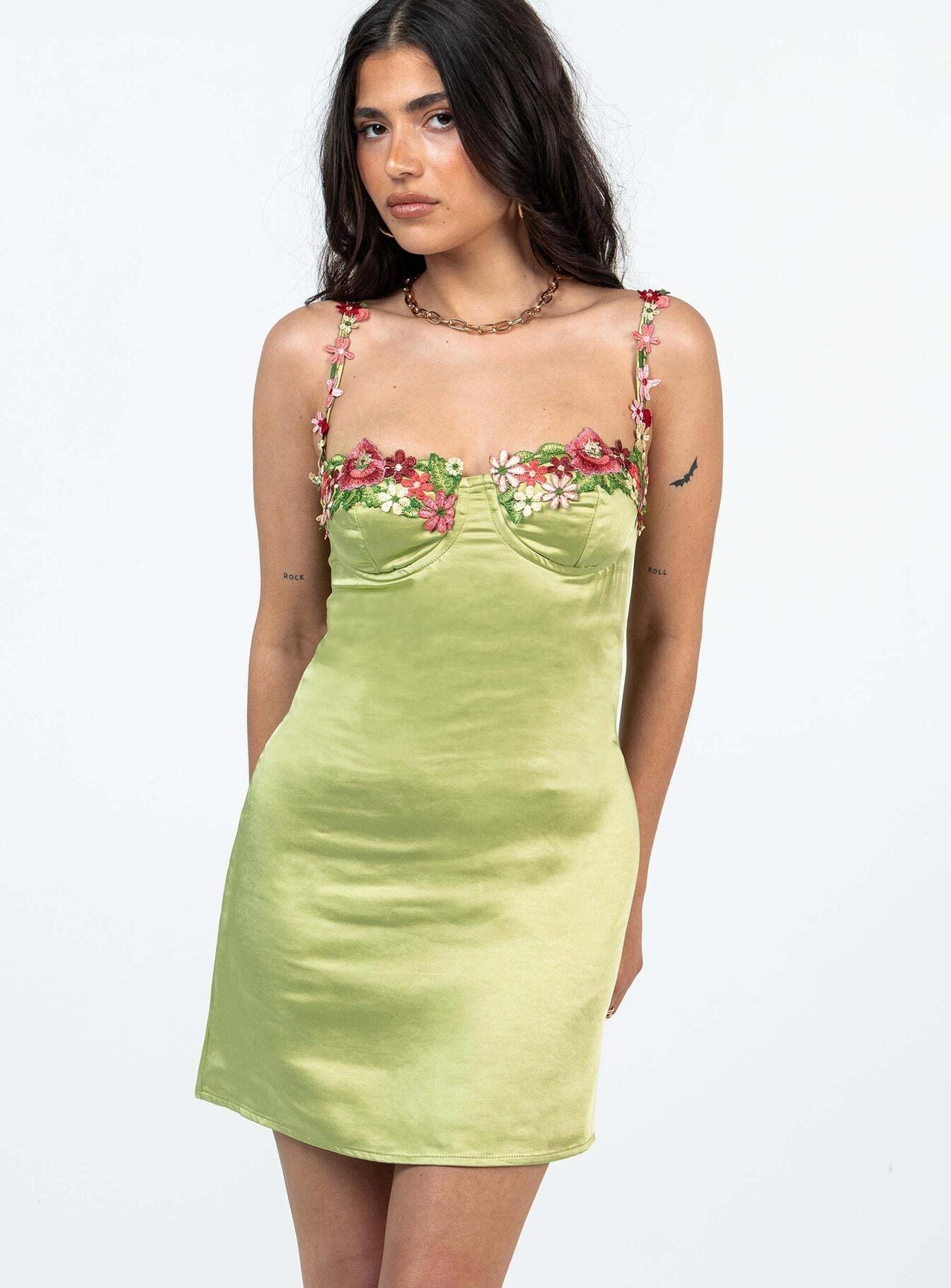 Kenzie Mini Dress Green Petite - Image 2