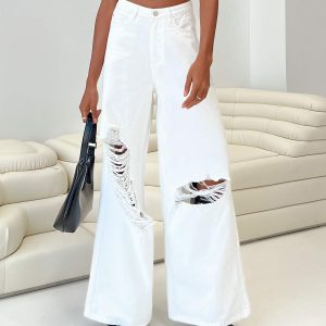 Chavez Wide Leg Jeans White Denim