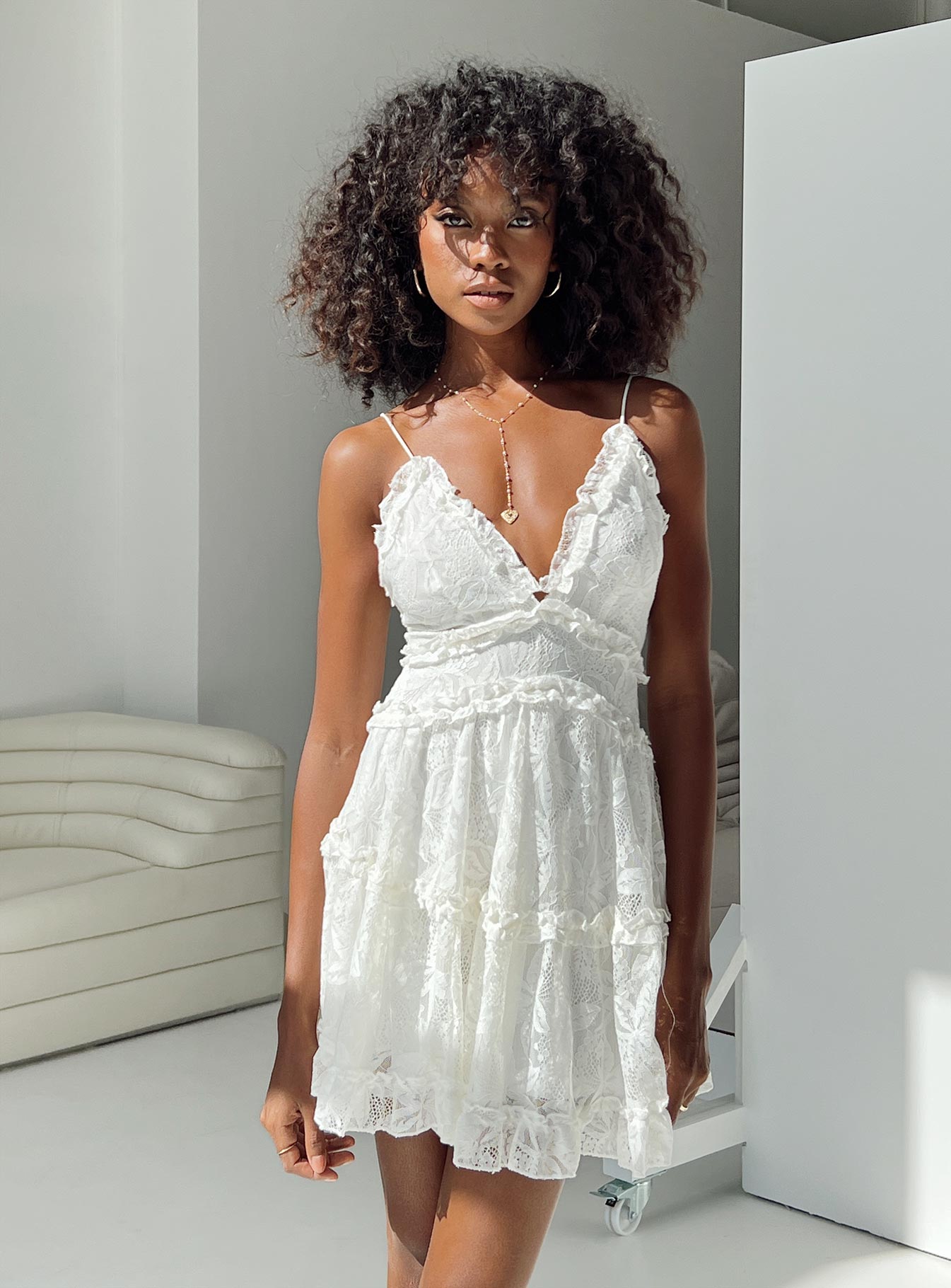 Hollander Mini Dress White - Image 4