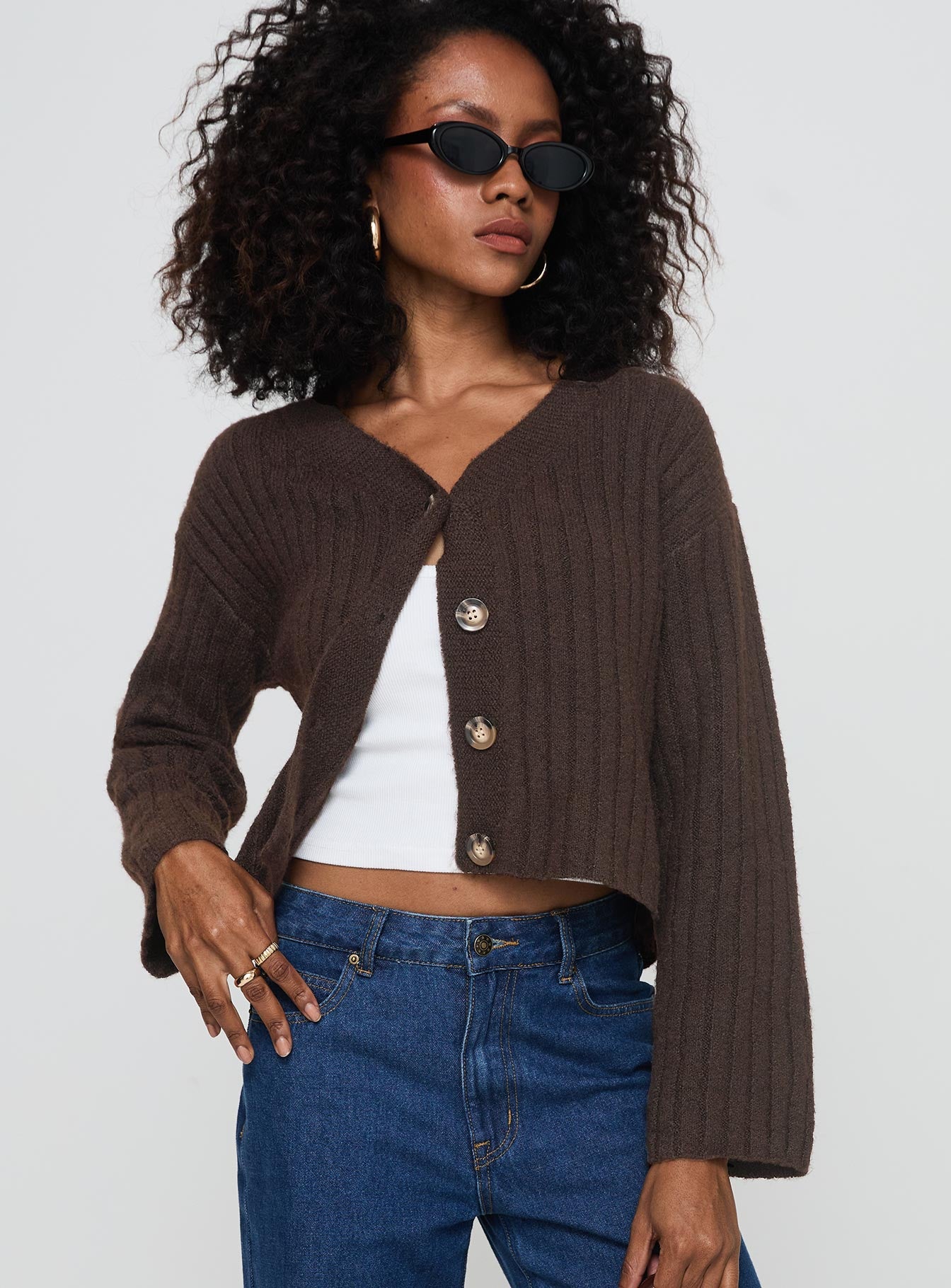 Romona Knit Cardigan Chocolate - Image 2