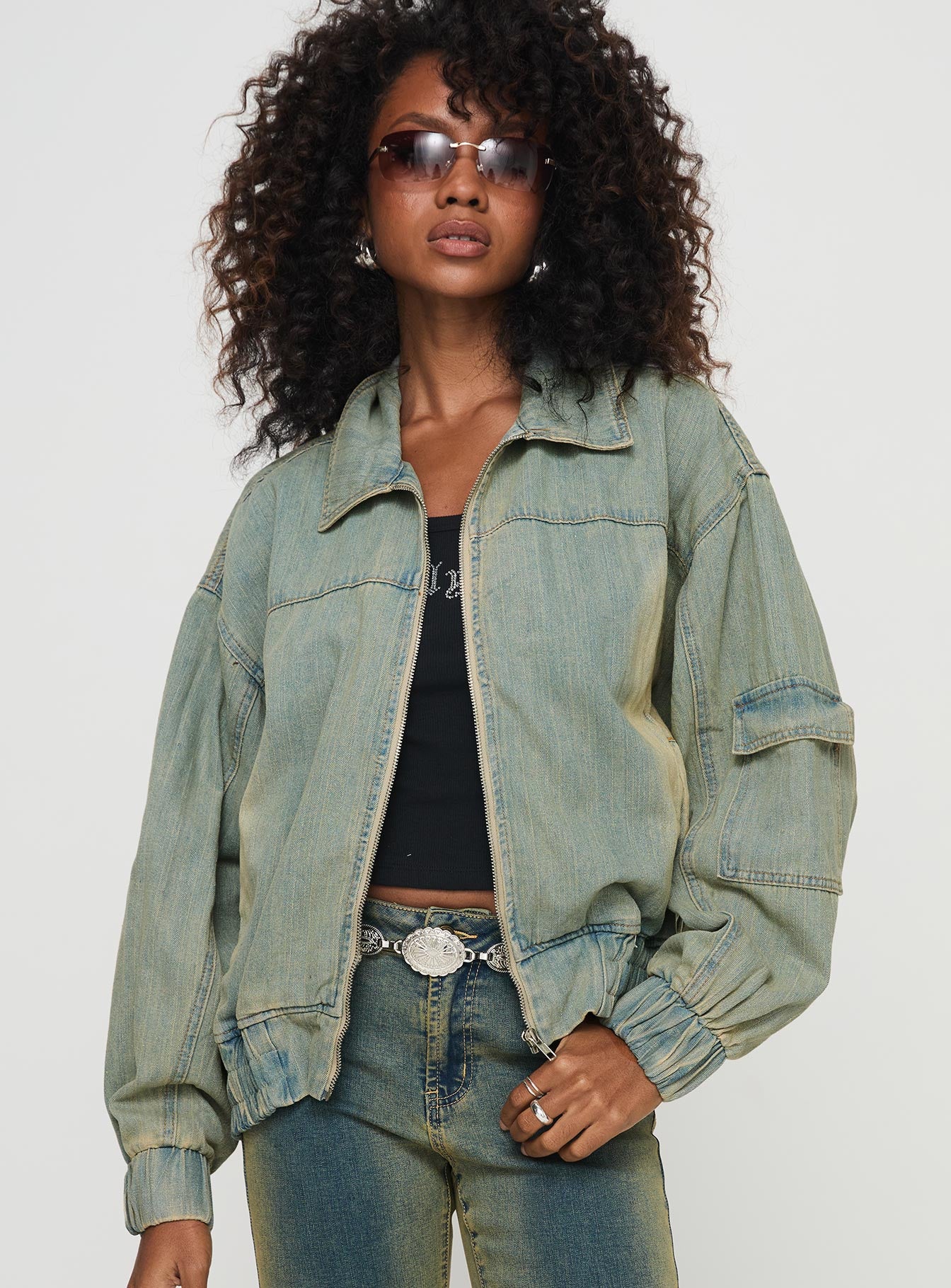 Korbin Denim Bomber Jacket Antique Wash - Image 2