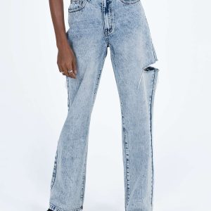 Johnston Wide Leg Jeans Mid Wash Blue