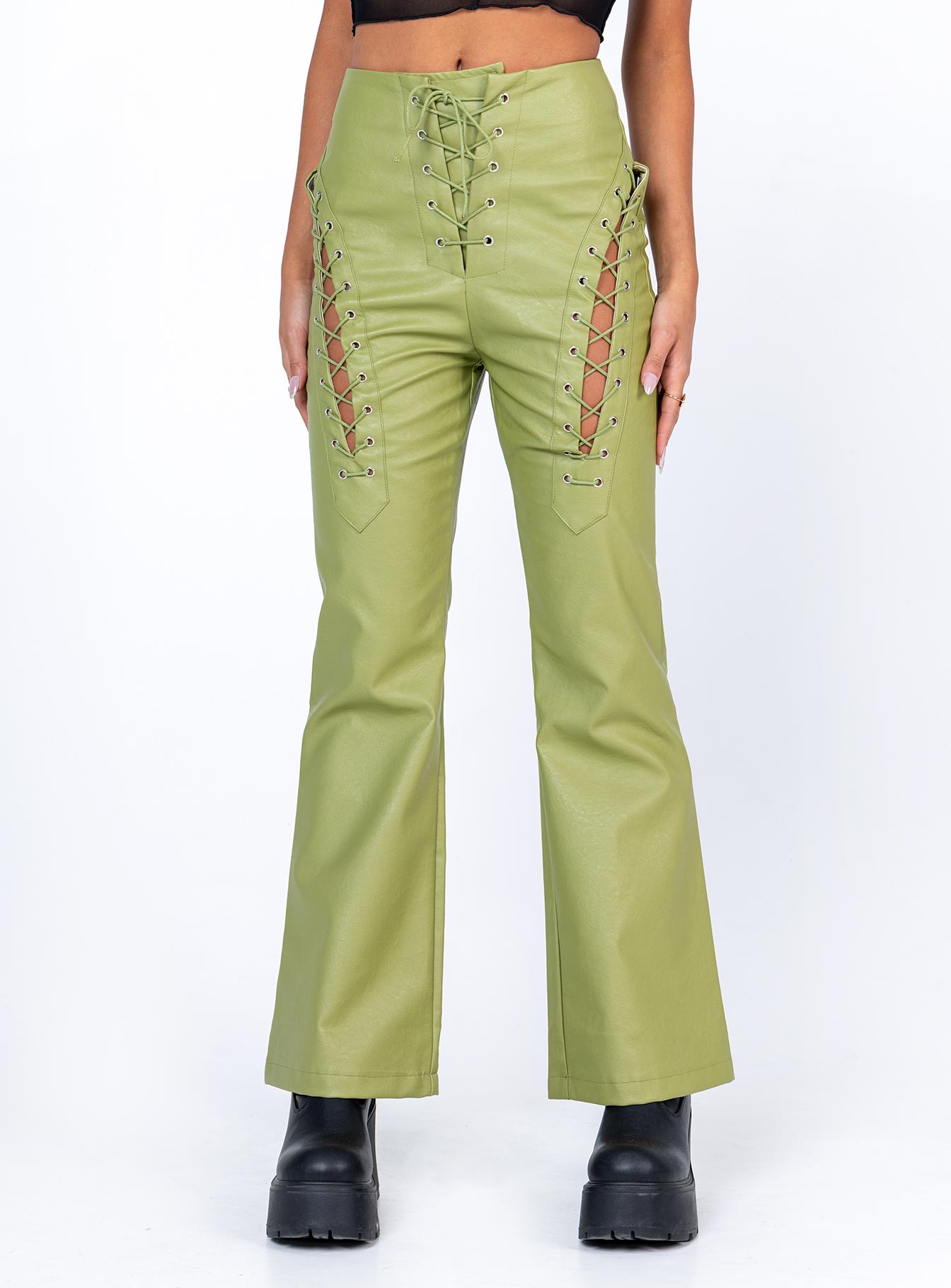 Harvey PU Pants Green - Image 2