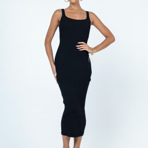 Gracie Knit Midi Dress Black