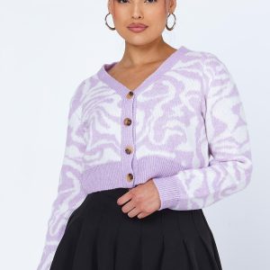 Emeley Cardigan White/Purple