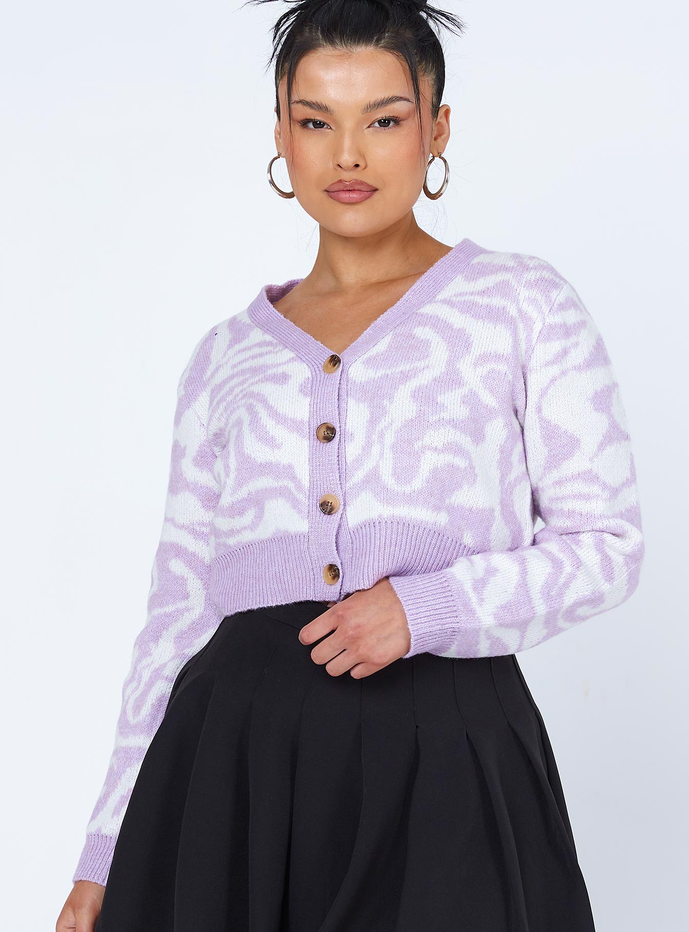 Emeley Cardigan White/Purple