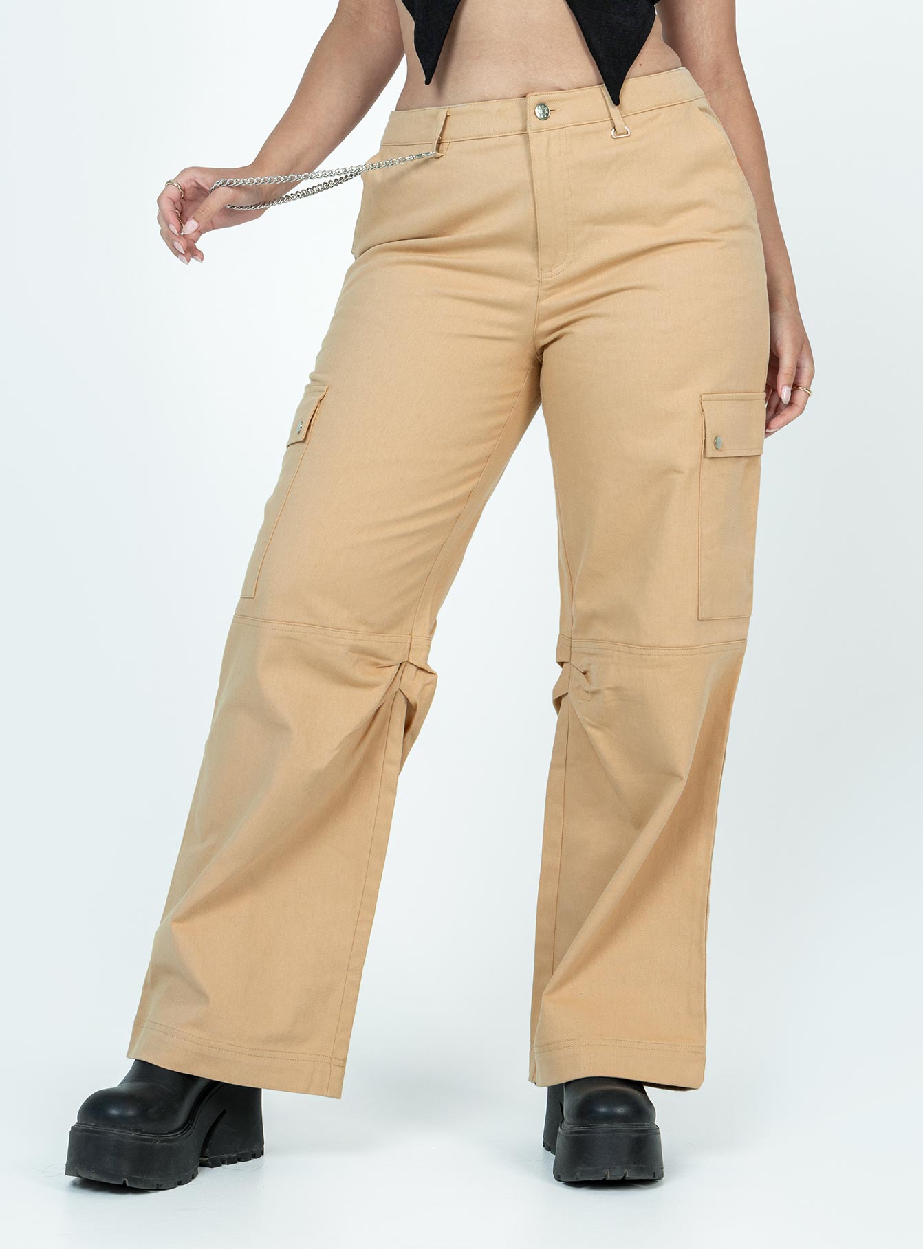Fallout Mid Rise Cargo Pants Beige - Image 2