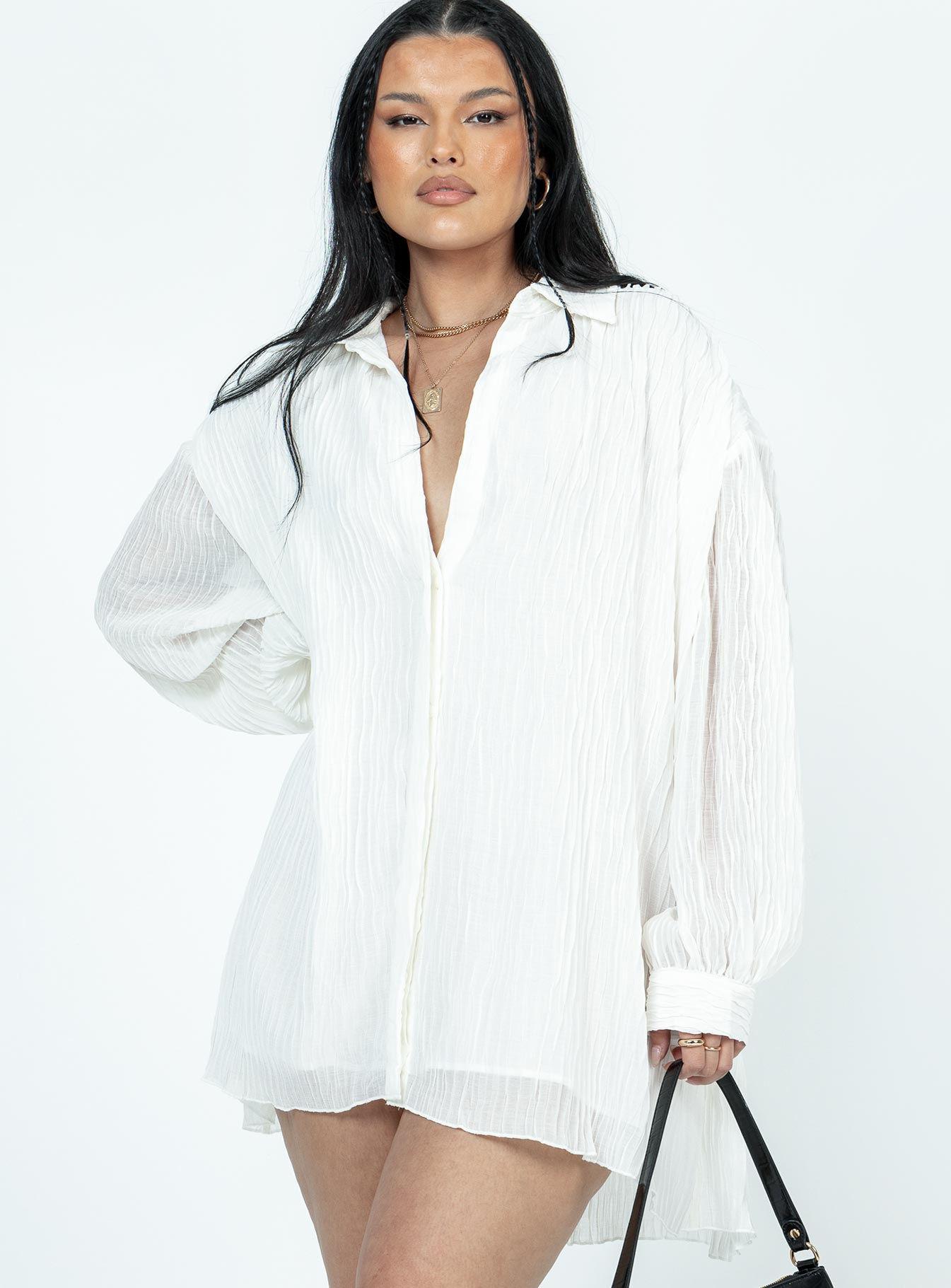 Tune In Shirt Dress White - Image 2