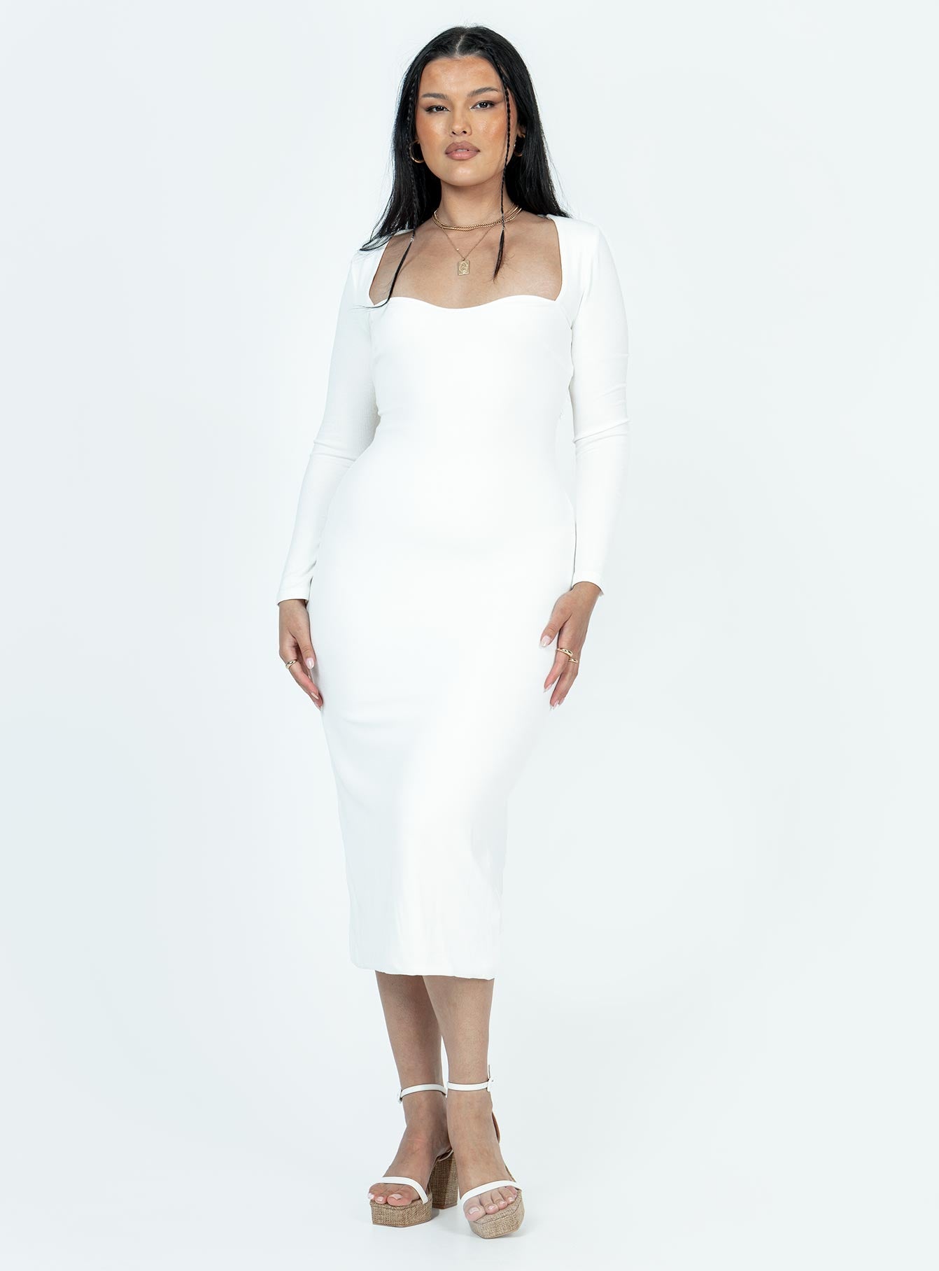 Nolan Midi Dress White - Image 2